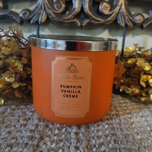 White Barn/ Bath And Body Works -  Pumpkin Vanilla Creme 3-Wick Candle